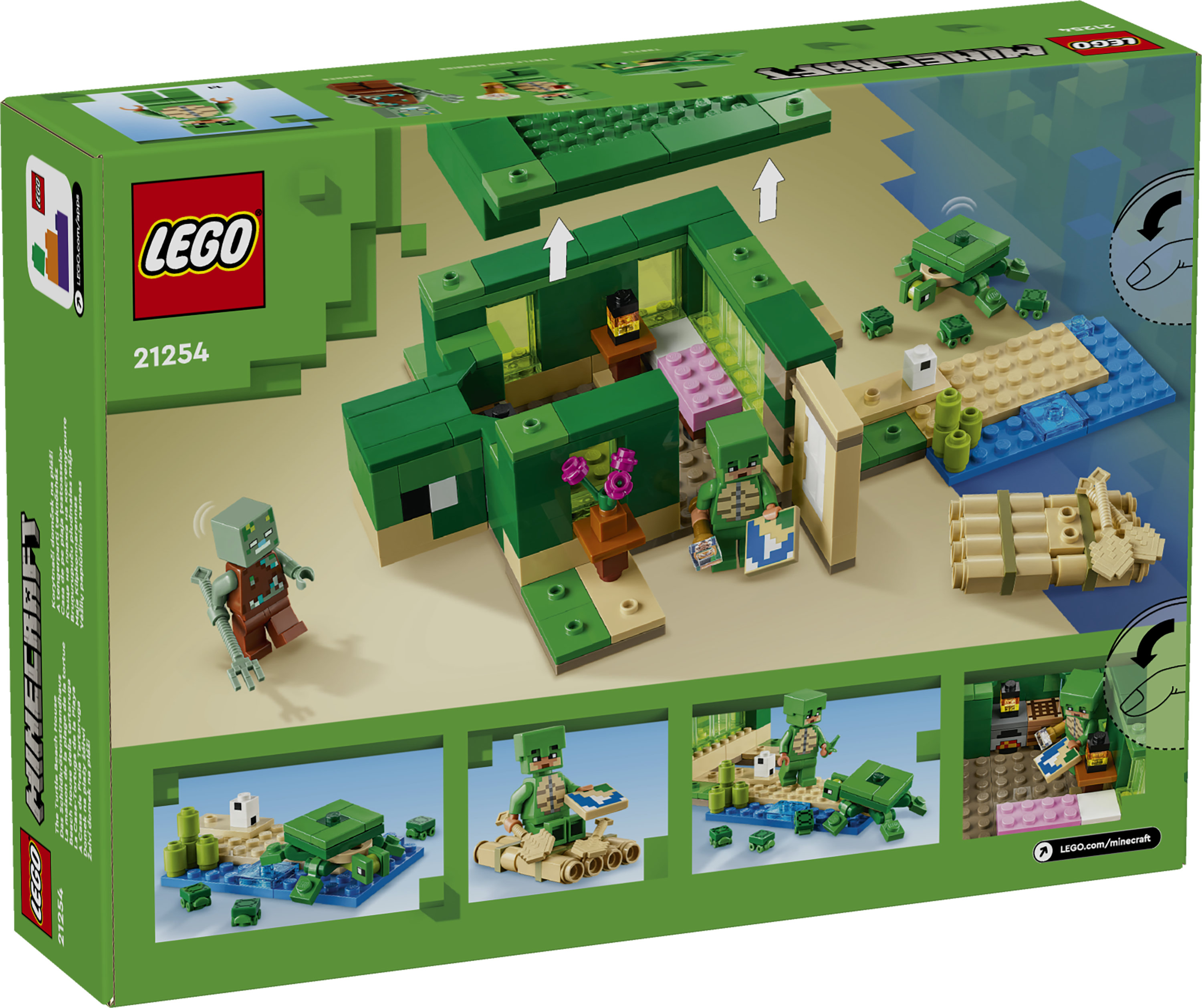 LEGO Minecraft 21254 Beach House della Tartaruga, Casa Giocattolo da Costruire per Bambini di 8+ Anni con Personaggi e Animali