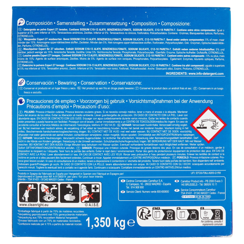 Carrefour Expert Detersivo in Polvere Freschezza Alpina 1,350 kg
