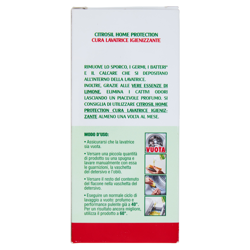 Citrosil Home Protection Cura Lavatrice Igienizzante con Vere Essenze di Limone 250 ml