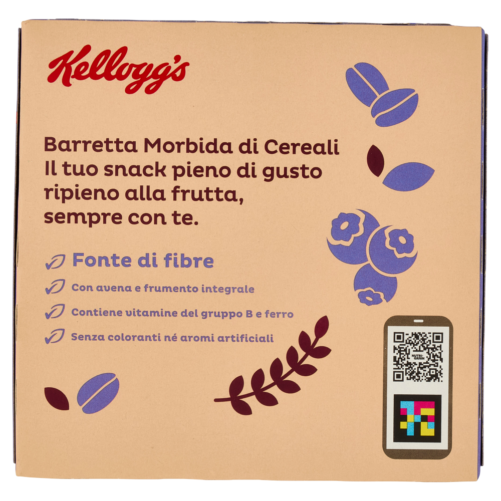 Kellogg's Barretta Morbida di Cereali Ripiena al Mirtillo 6 x 37 g