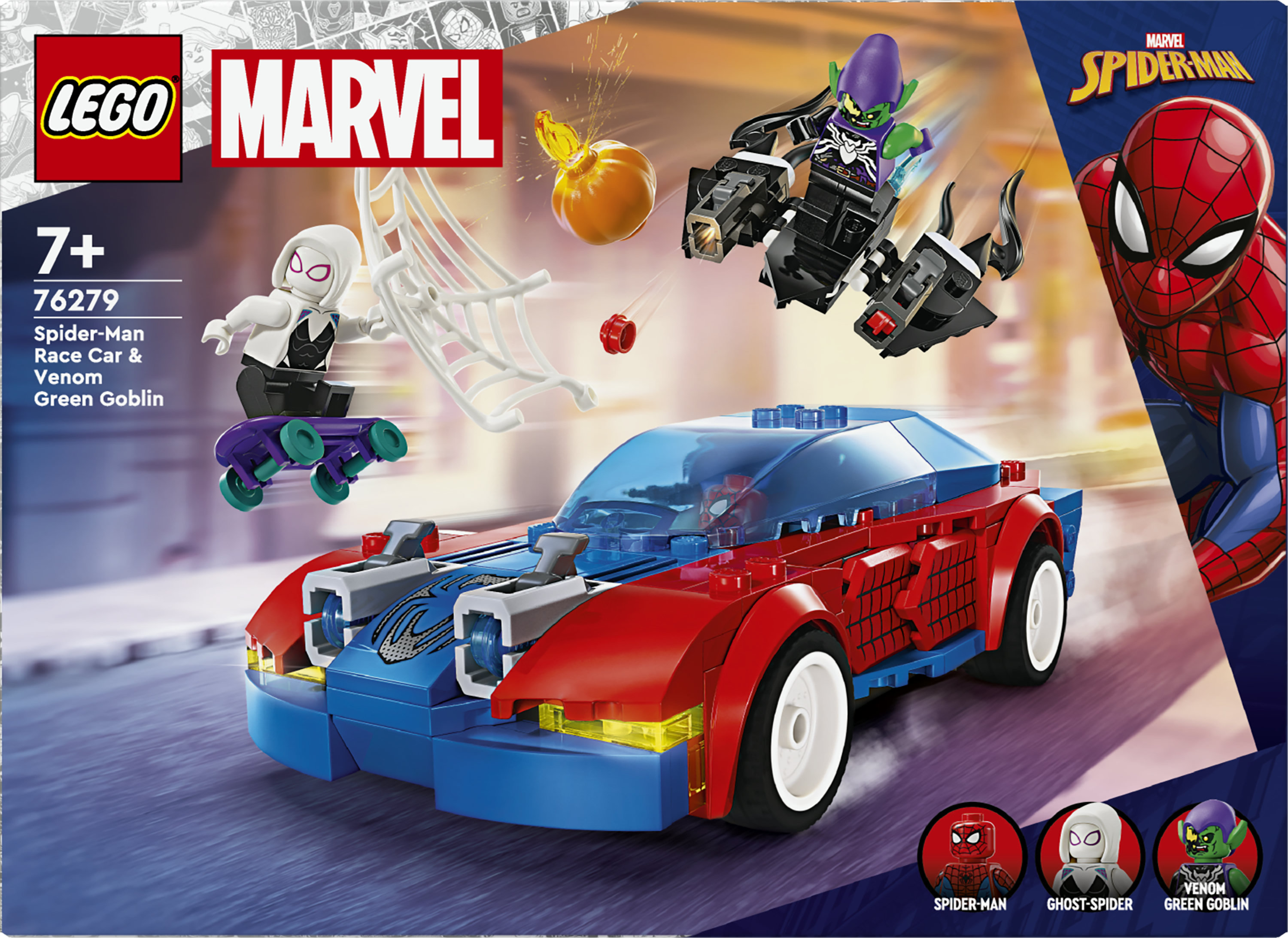 LEGO | Marvel 76279 Auto da Corsa di Spider-Man e Venom Goblin, Gioco per Bambini di 7+ Anni, Veicoli Giocattolo dei Supereroi