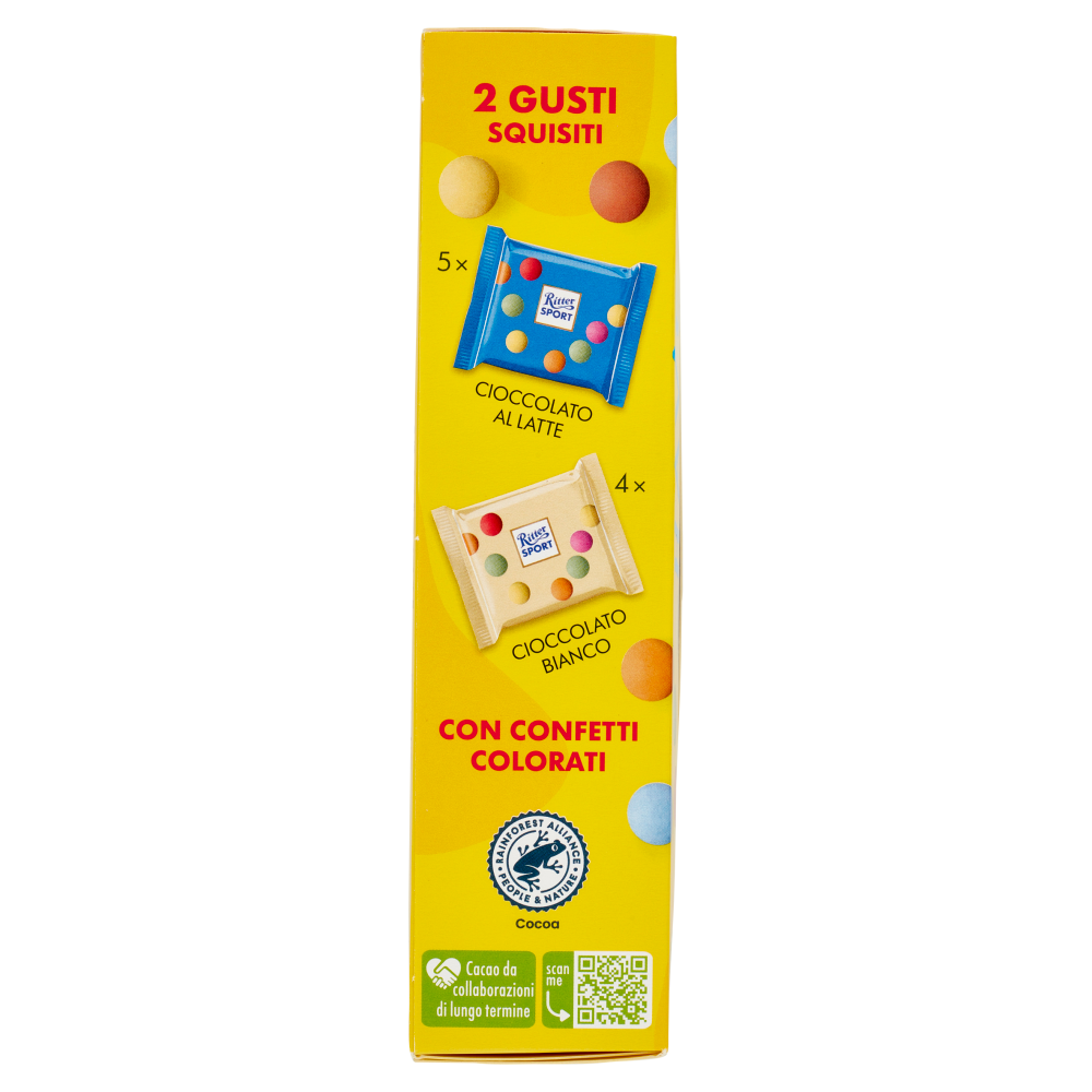 Ritter Sport mini con Confetti Colorati Milk Chocolate 5pz + White Chocolate 4 pz 9 x 16,67 g