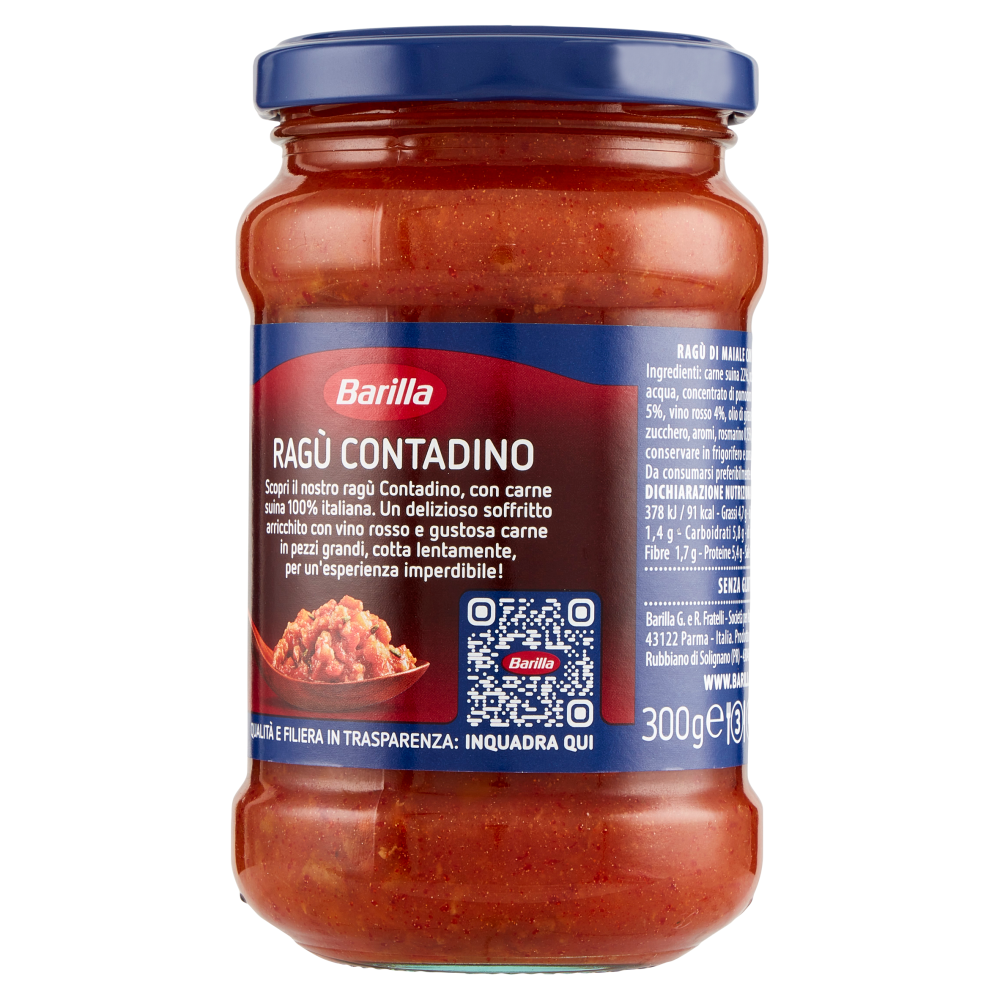 Barilla Sugo Ragù Contadino con Vino Rosso Condimento per Pasta 300g