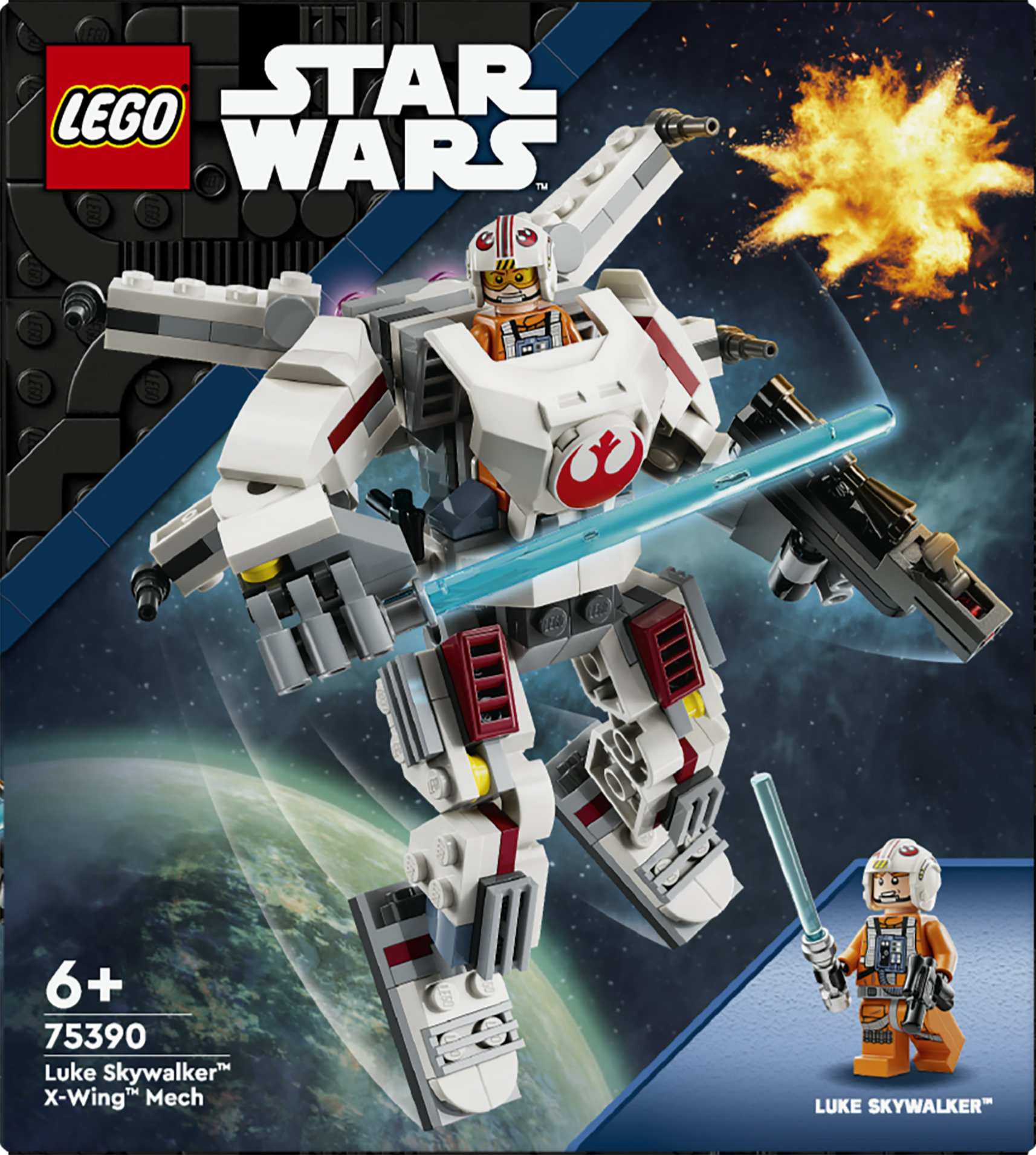 LEGO Star Wars 75390 Mech X-Wing di Luke Skywalker, Veicolo Robot Giocattolo, Giochi Bambini 6+, Piccolo Regalo da Collezione