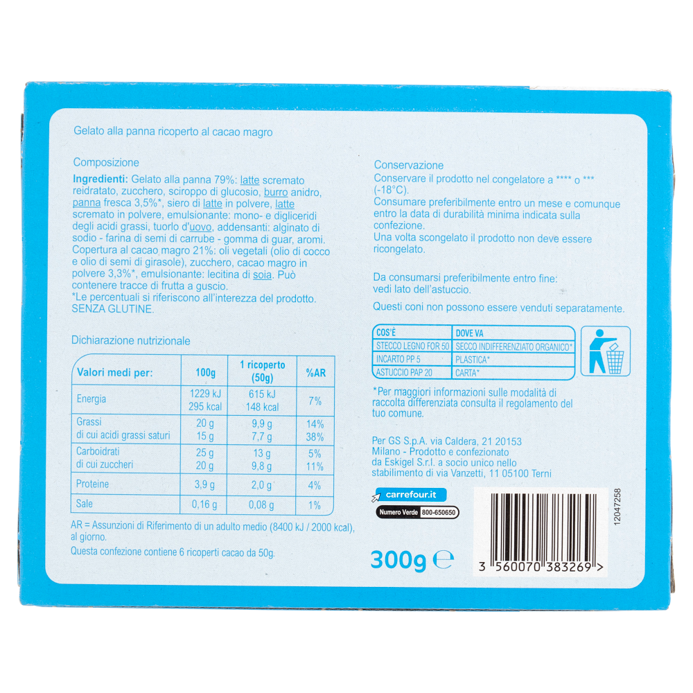 Carrefour Classic Ricoperto Cacao 6 x 50 g