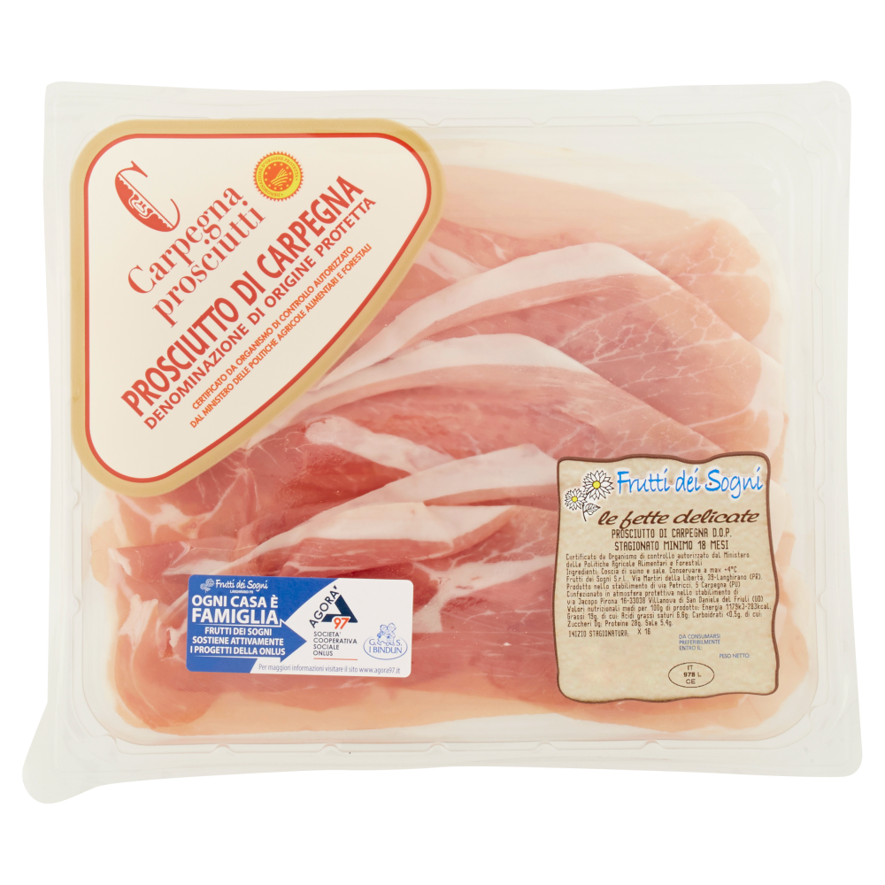 Frutti dei Sogni le fette delicate Prosciutto di Carpegna D.O.P. Stagionato Minimo 18 Mesi 0,100 kg