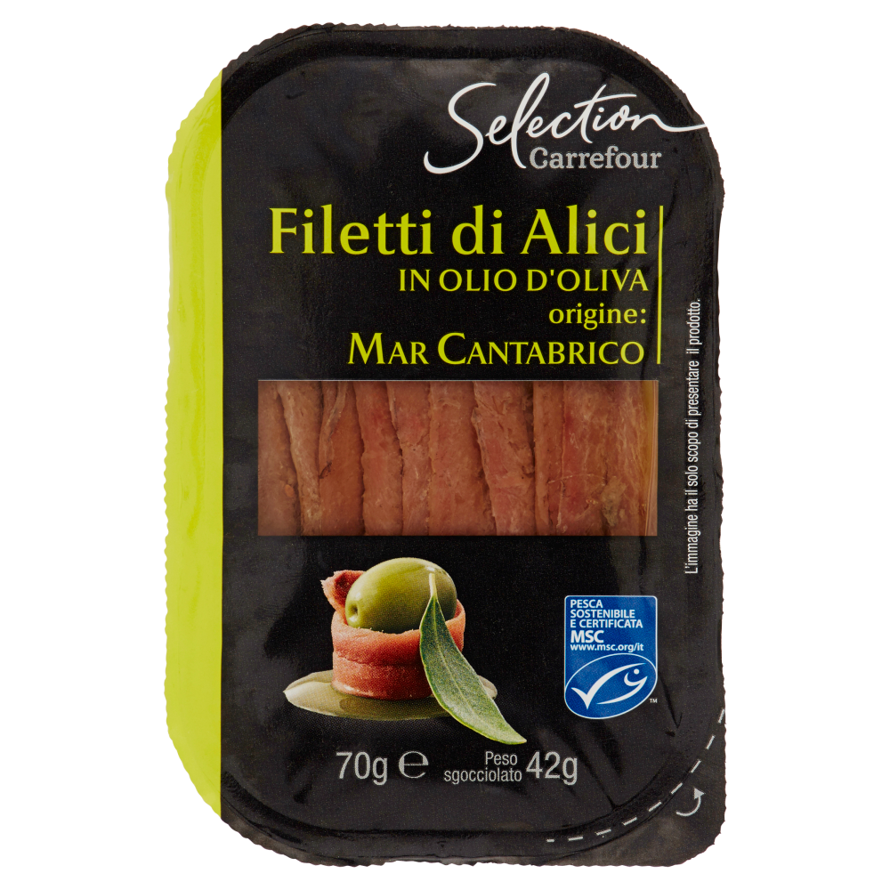 Carrefour Selection Filetti di Alice in Olio d'Oliva origine: Mar Cantabrico 70 g