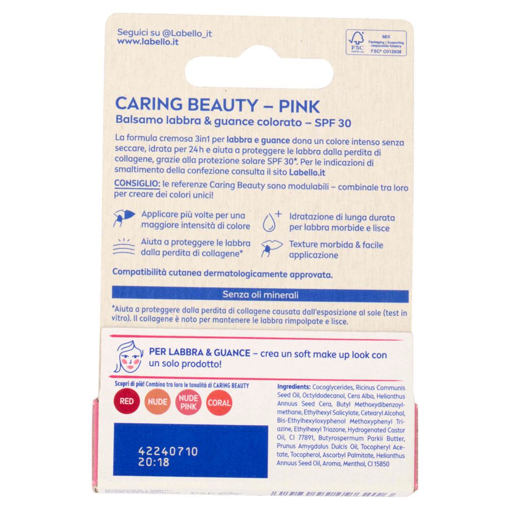 Labello Caring Beauty Lip & Cheek Pink SPF 30 4,8 g