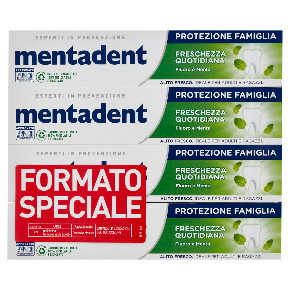 Mentadent Protezione Famiglia Freschezza Quotidiana 4 x 75 ml