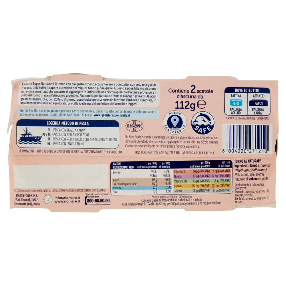 Rio mare Super Naturale Tonno al Naturale 2 x 112 g