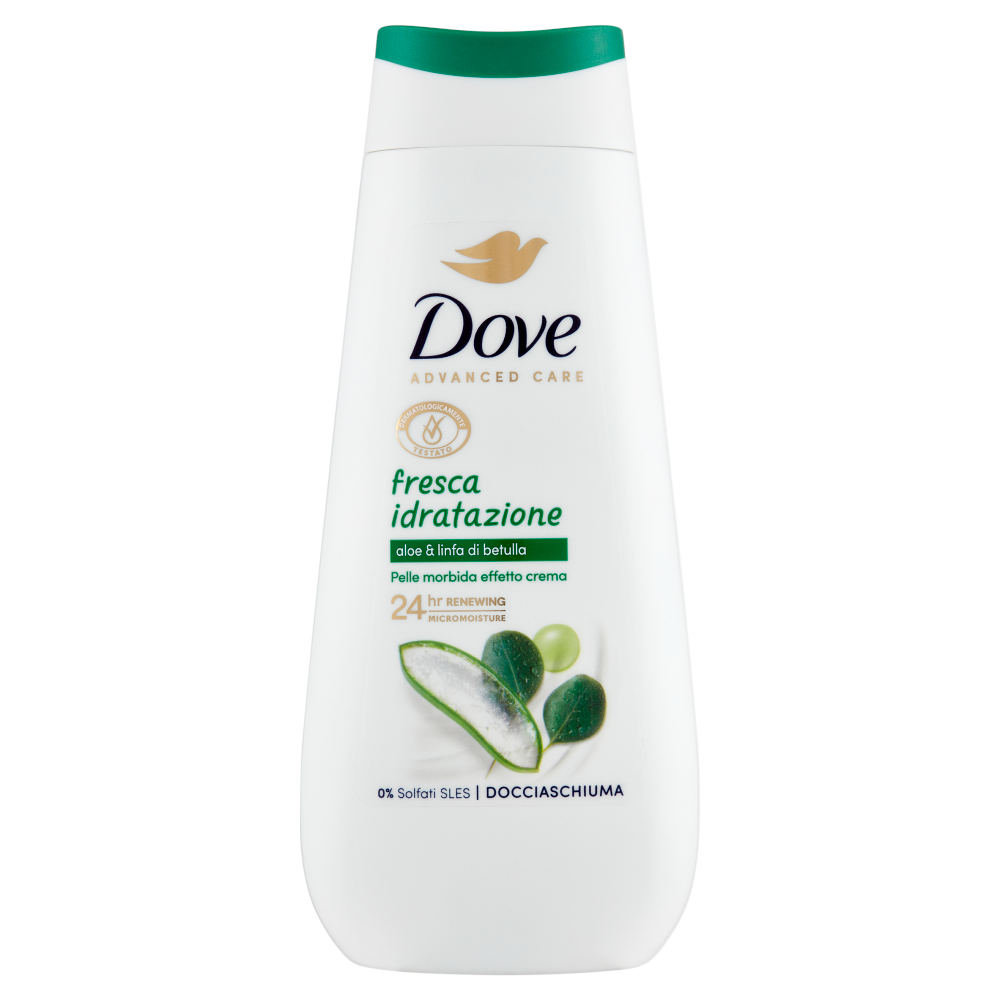 Dove Advanced Care Docciaschiuma fresca idratazione aloe & linfa di betulla 225 ml