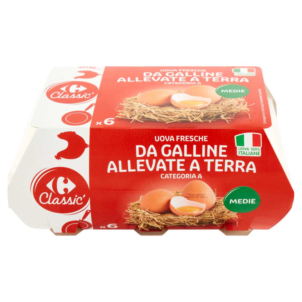 Carrefour Classic Uova Fresche da Galline Allevate a Terra Categoria A Medie x6
