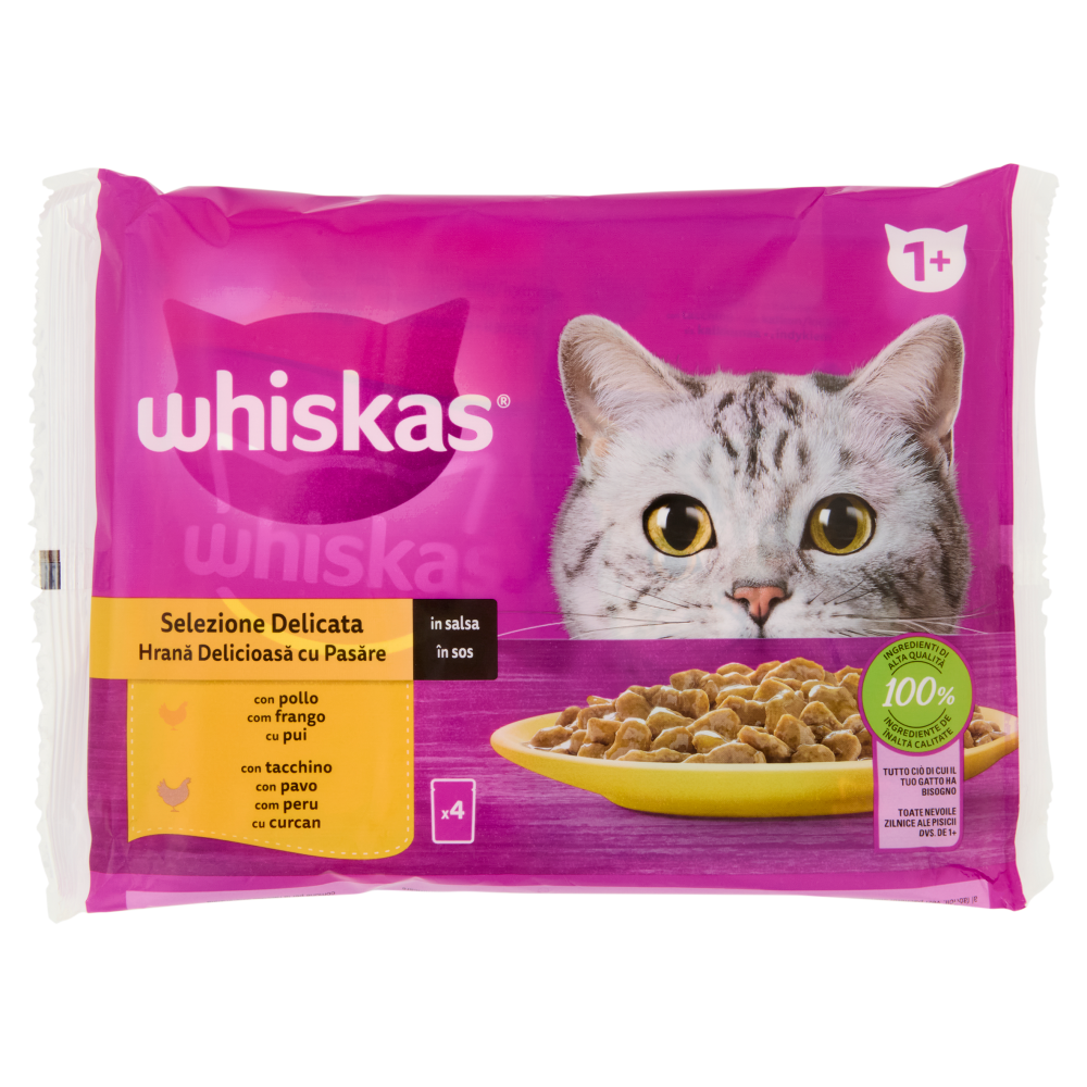 Whiskas Selezione Delicata in salsa con pollo, con tacchino 4x85g