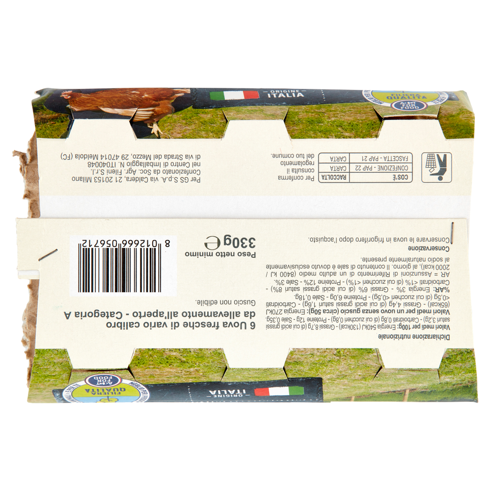 Carrefour il Mercato 6 Uova Fresche da Allevamento all'Aperto 330 g