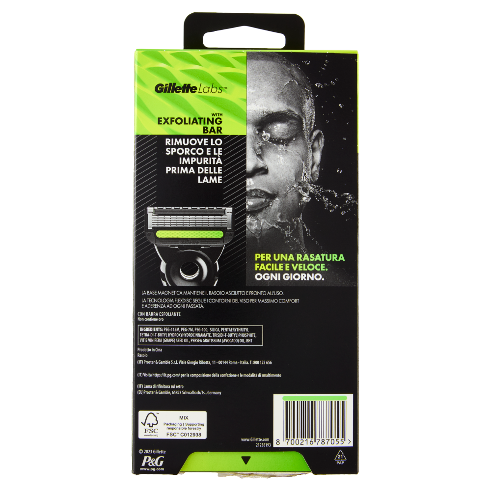 Gillette Labs Rasoio da Uomo Champion Gold Edition, 1 Manico + 1 Lametta + 1 Base