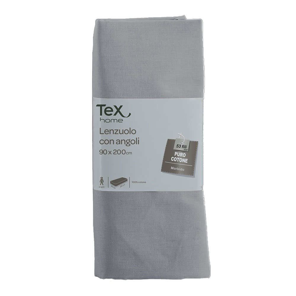 TEX HOME Lenzuolo con angoli singolo, grigio