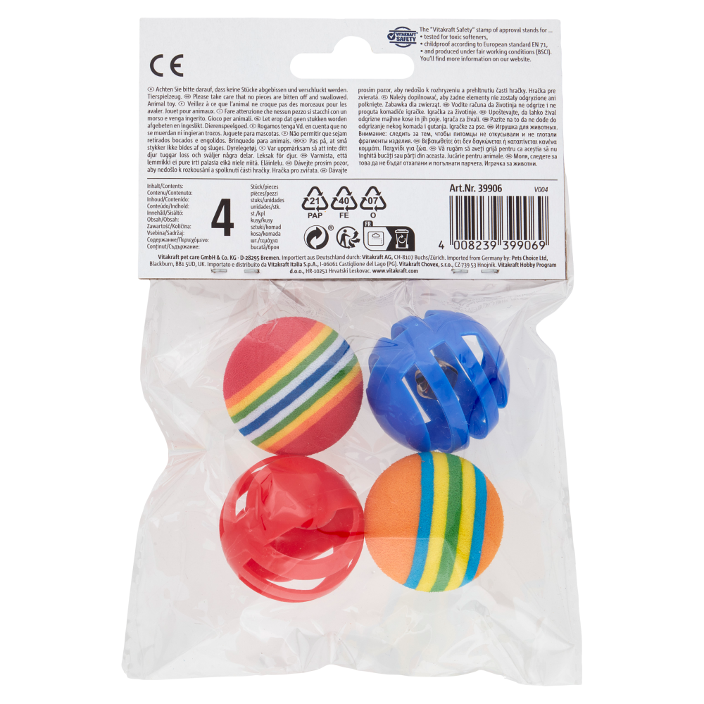 Vitakraft Playtime Palline con sonaglio 4 pz