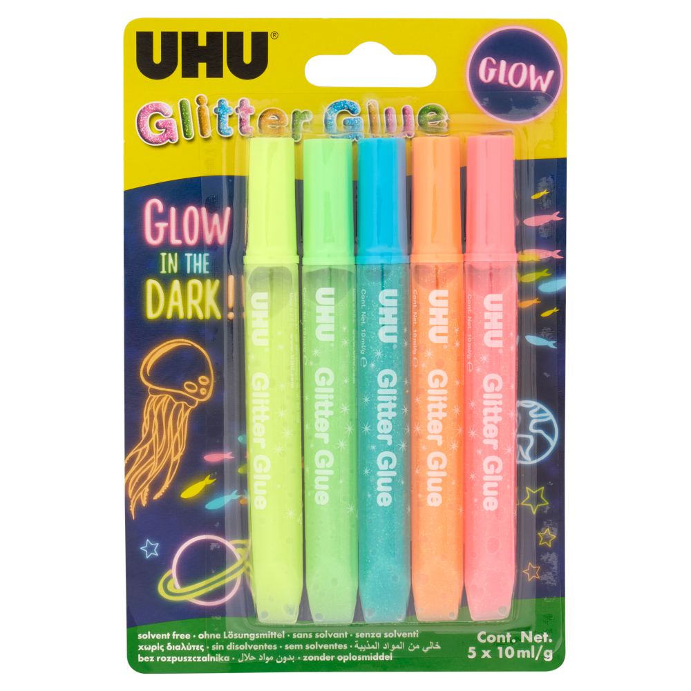 UHU Glitter Glue 5 x 10 ml