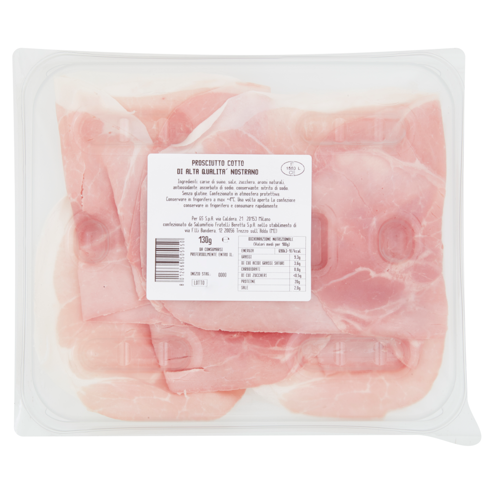 Terre d'Italia Prosciutto Cotto di Alta Qualit&agrave; Nostrano 130 g