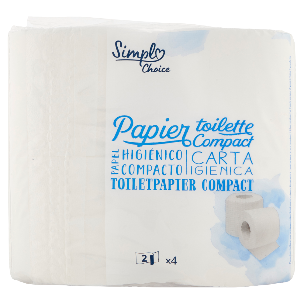 Simpl Choice Papier toilette Compact Carta Igienica 2 Veli 4 pz