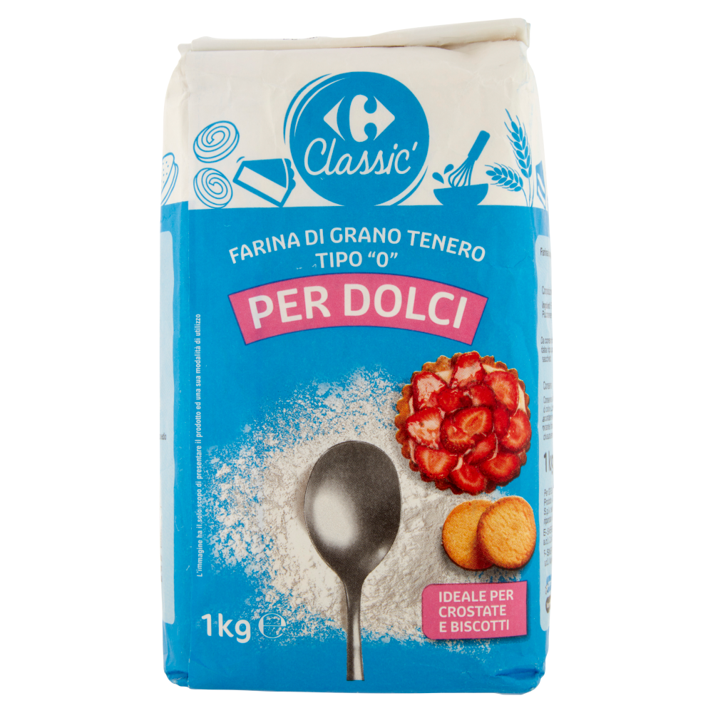 Carrefour Classic Farina di Grano Tenero Tipo "0" per Dolci 1 kg