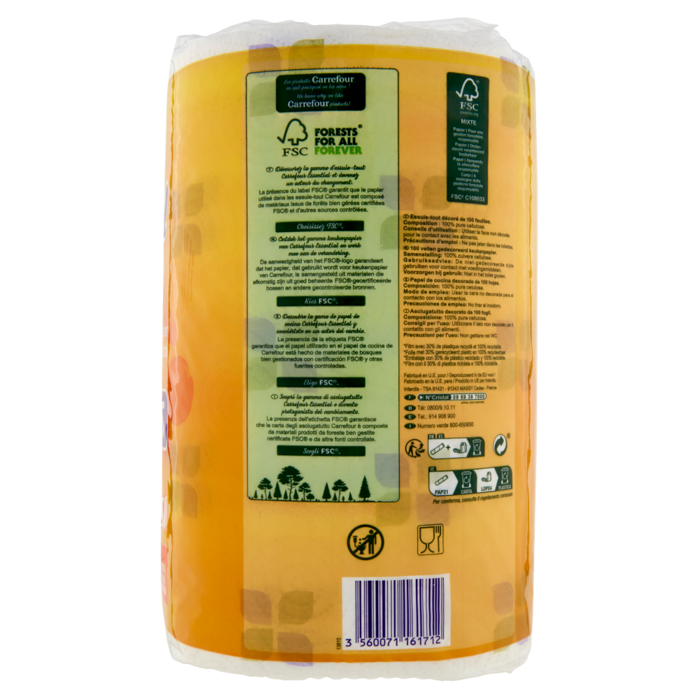 Carrefour Essential Asciugatutto Déco Compact 3 Veli 3 pz