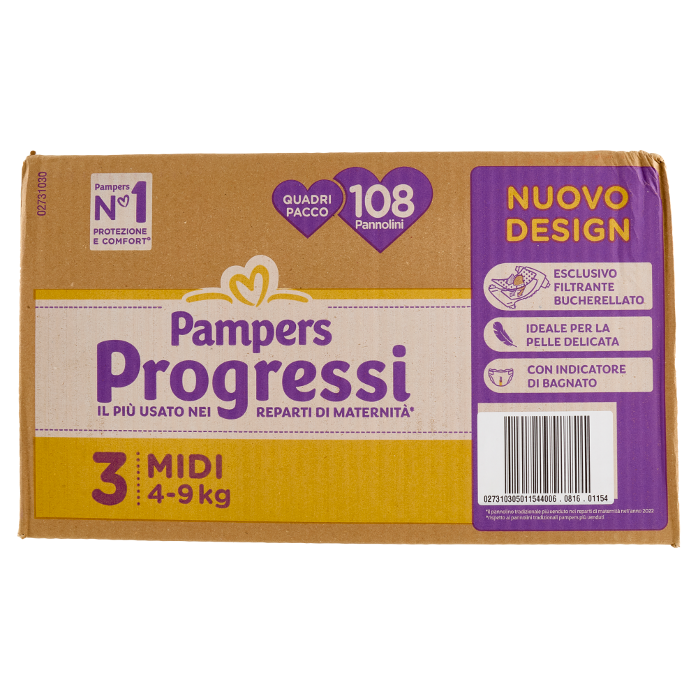 Pampers Progressi Midi 108 pz