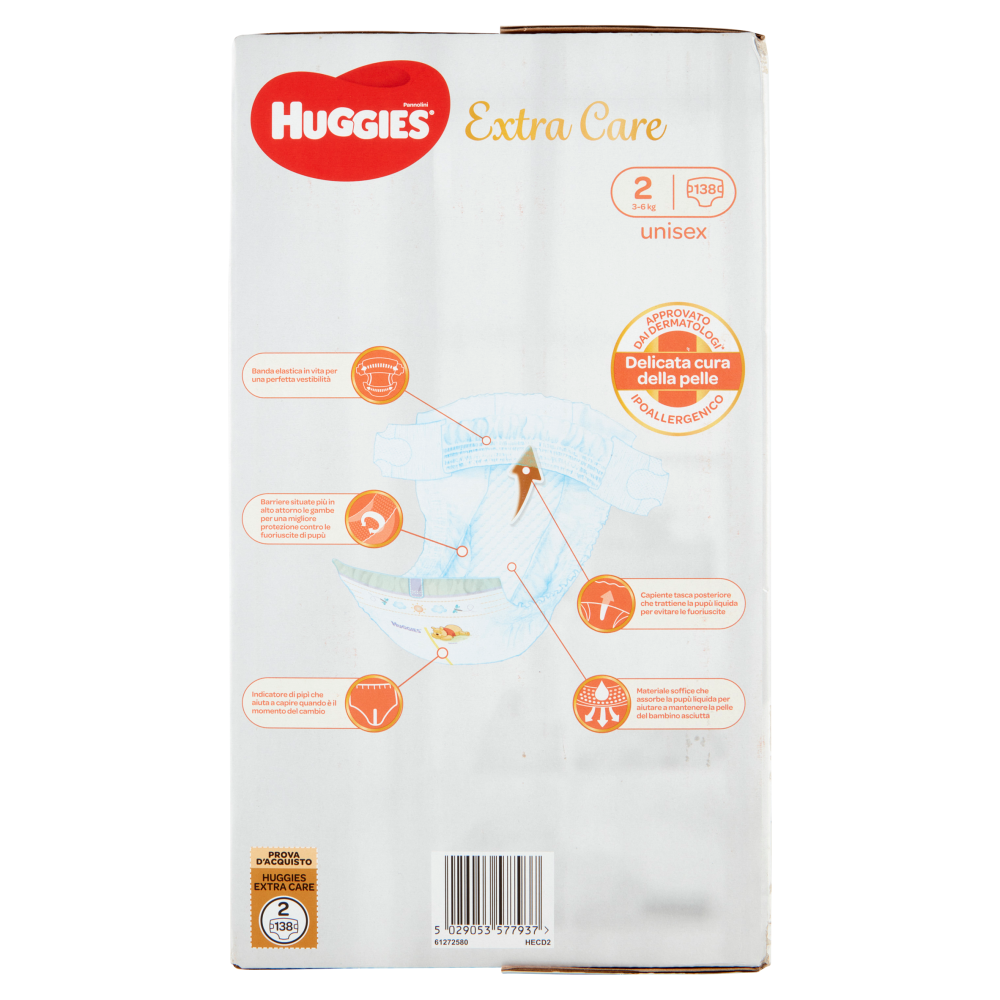 Huggies Extra Care Pannolini Unisex 2 3-6 Kg 138 pz
