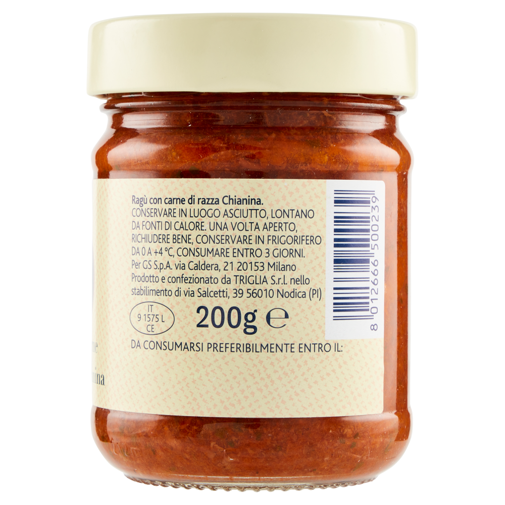 Terre d'Italia Ragù con carne di razza Chianina 200 g