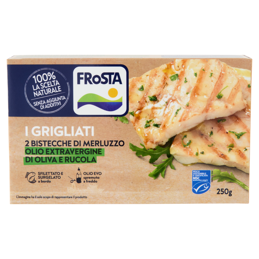 FRoSTA 2 Bistecche di Merluzzo Olio Extravergine di Oliva e Rucola 250 g
