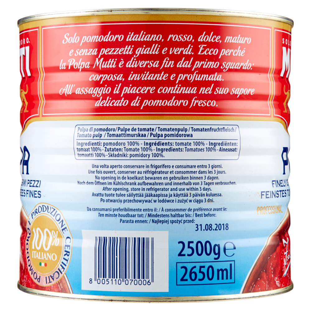 Mutti Polpa Pomodori in Finissimi Pezzi 2500 g
