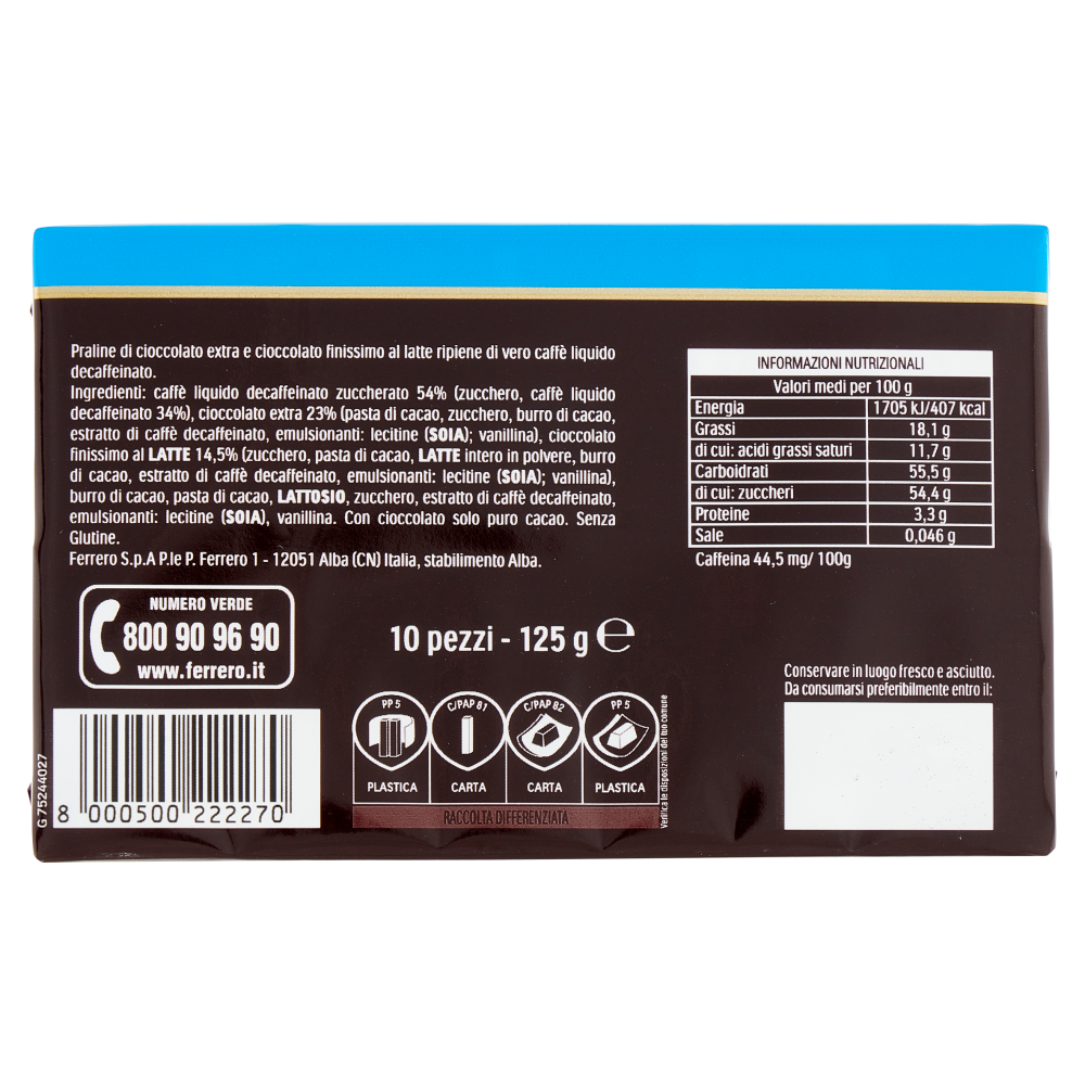 Pocket Coffee espresso Decaffeinato 10 pezzi 125 g Carrefour