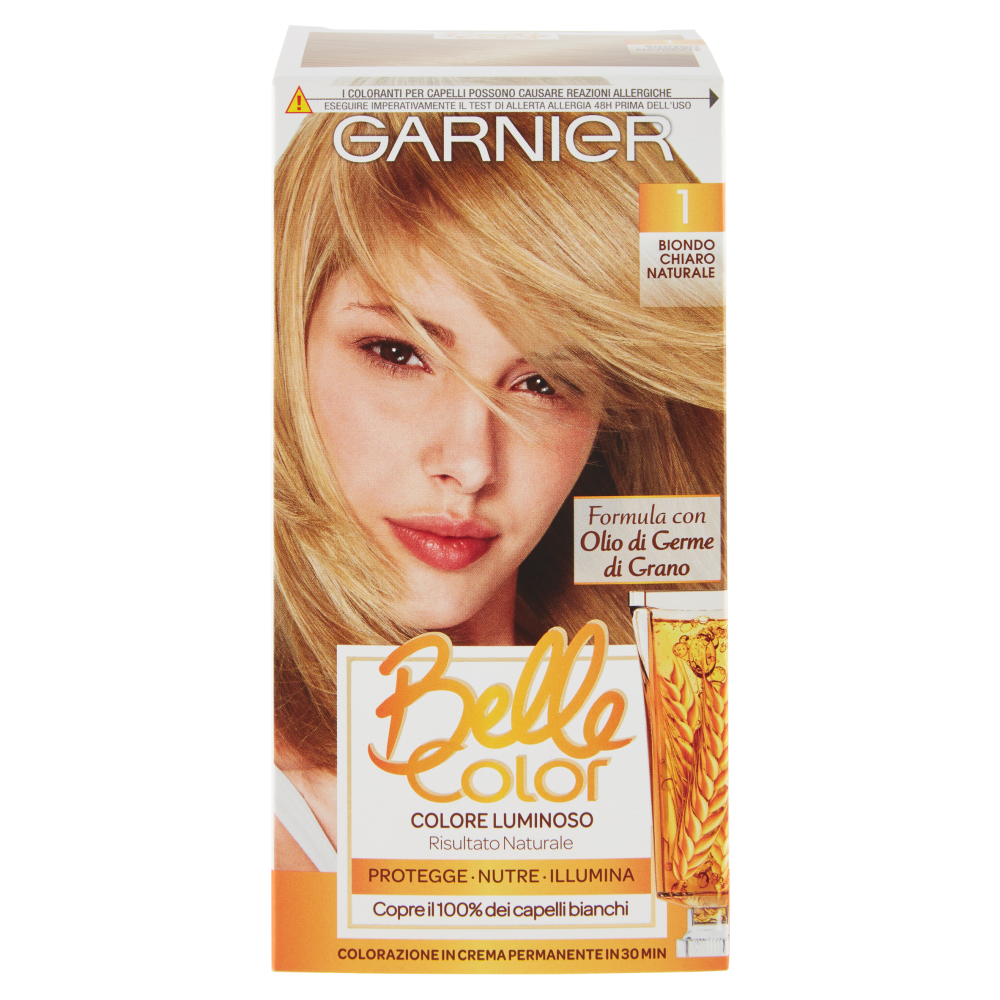 Garnier Belle Color Colore Luminoso, Tinta per Capelli Bianchi 1 Biondo Chiaro Naturale