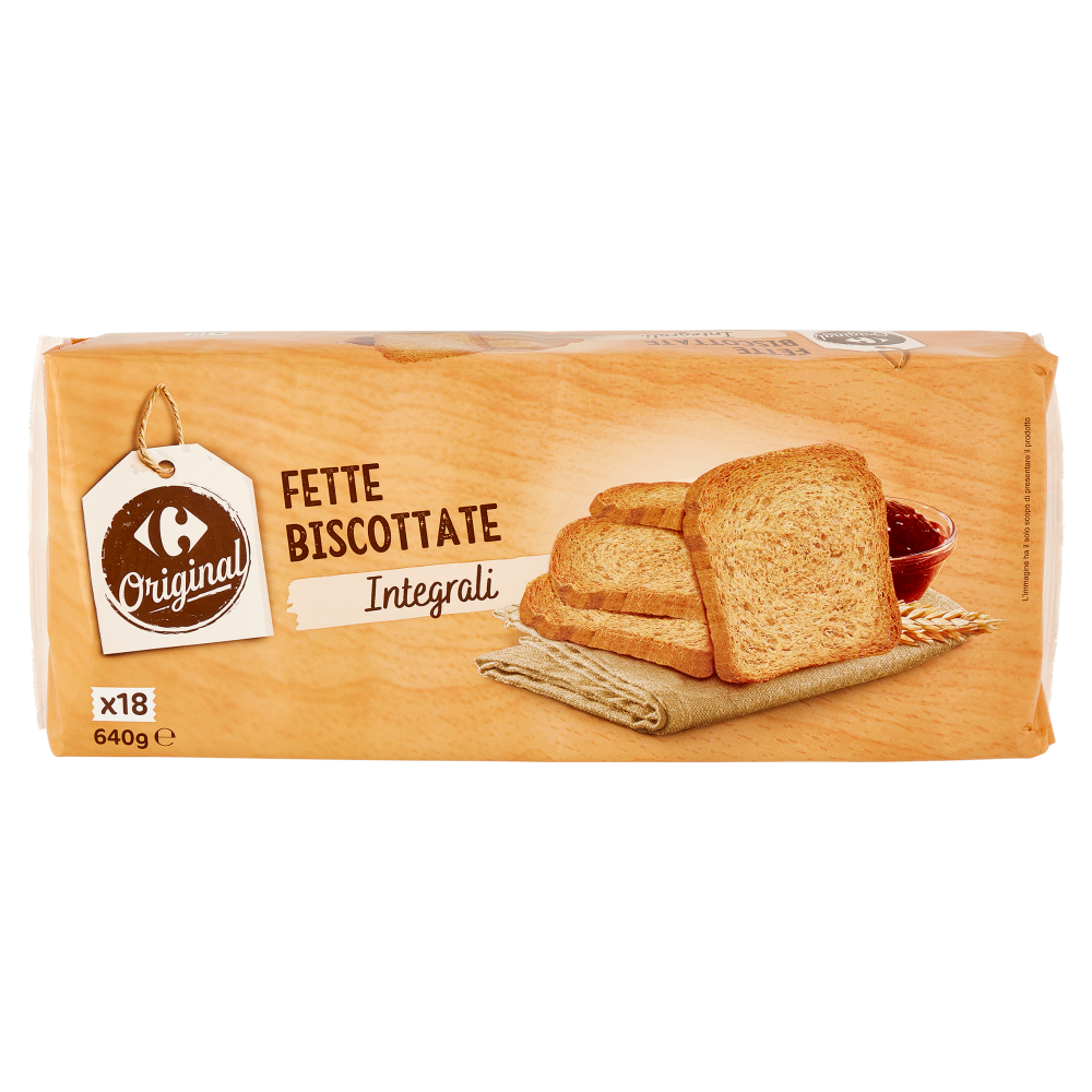 Carrefour Original Fette Biscottate Integrali 18 Monoporzioni 640 g