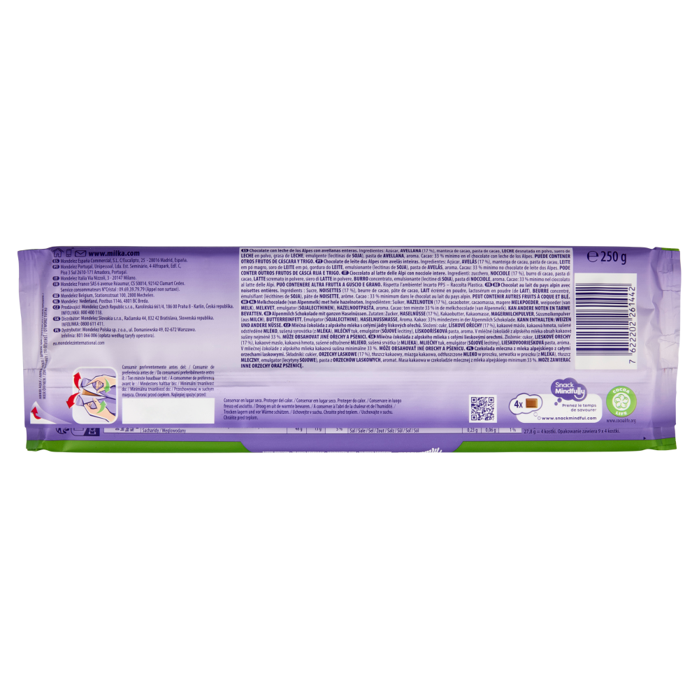 Milka Mmmax, maxi tavoletta di cioccolato al latte 100% alpino con nocciole intere - 250g