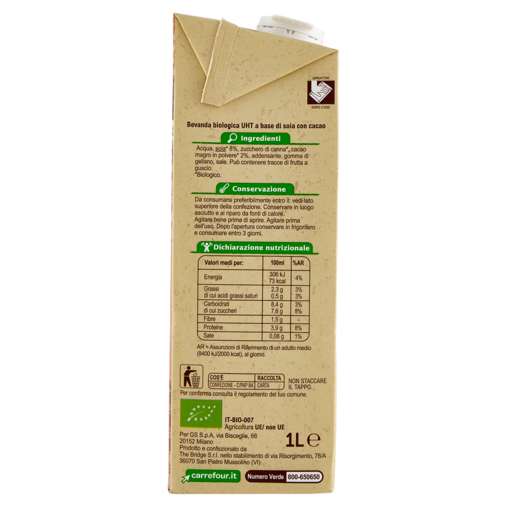 Carrefour Bio Drink Soia e Cacao 1 L