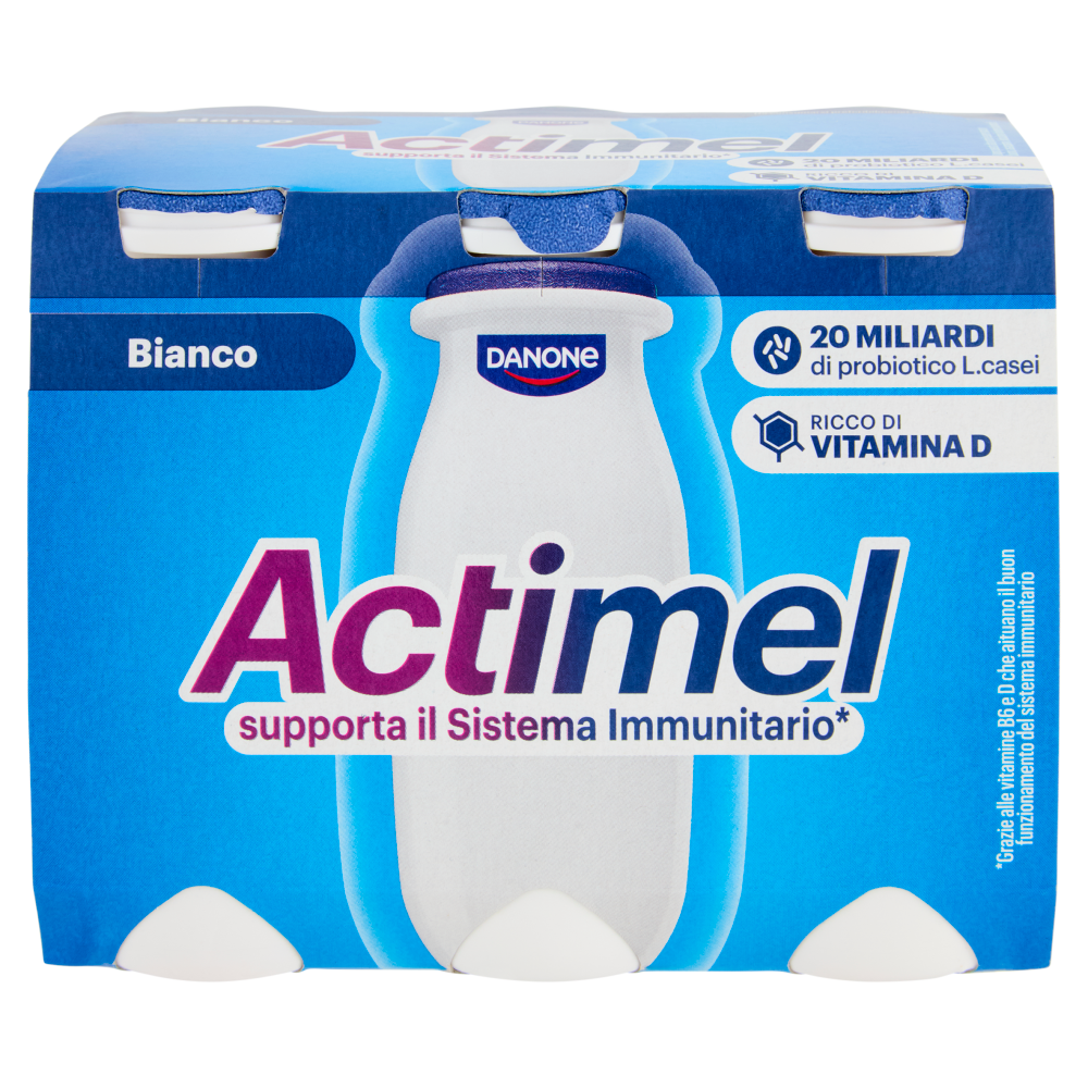 ACTIMEL, Yogurt da Bere con Vit B6 e D per il Sistema Immunitario, Bianco Naturale, 6X100G