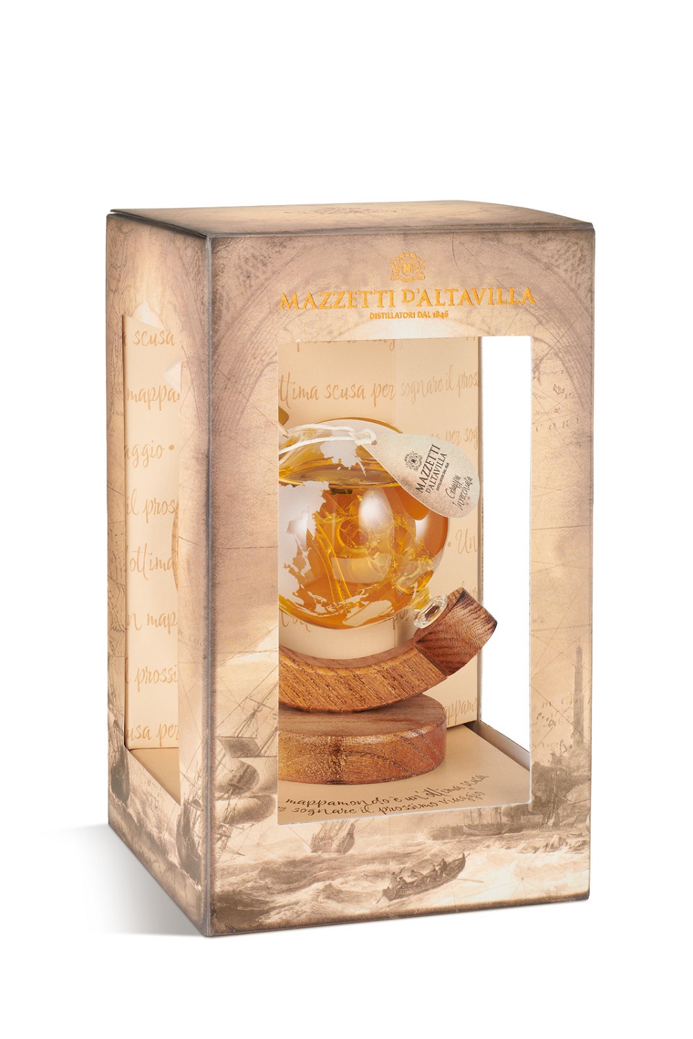 Mappamondo e Nave con Grappa Invecchiata 40° 20 cl