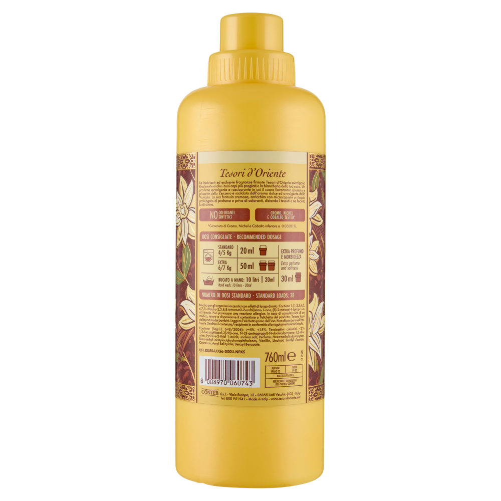 Tesori d'Oriente Ammorbidente Aromatico Vaniglia e Zenzero 760 ml