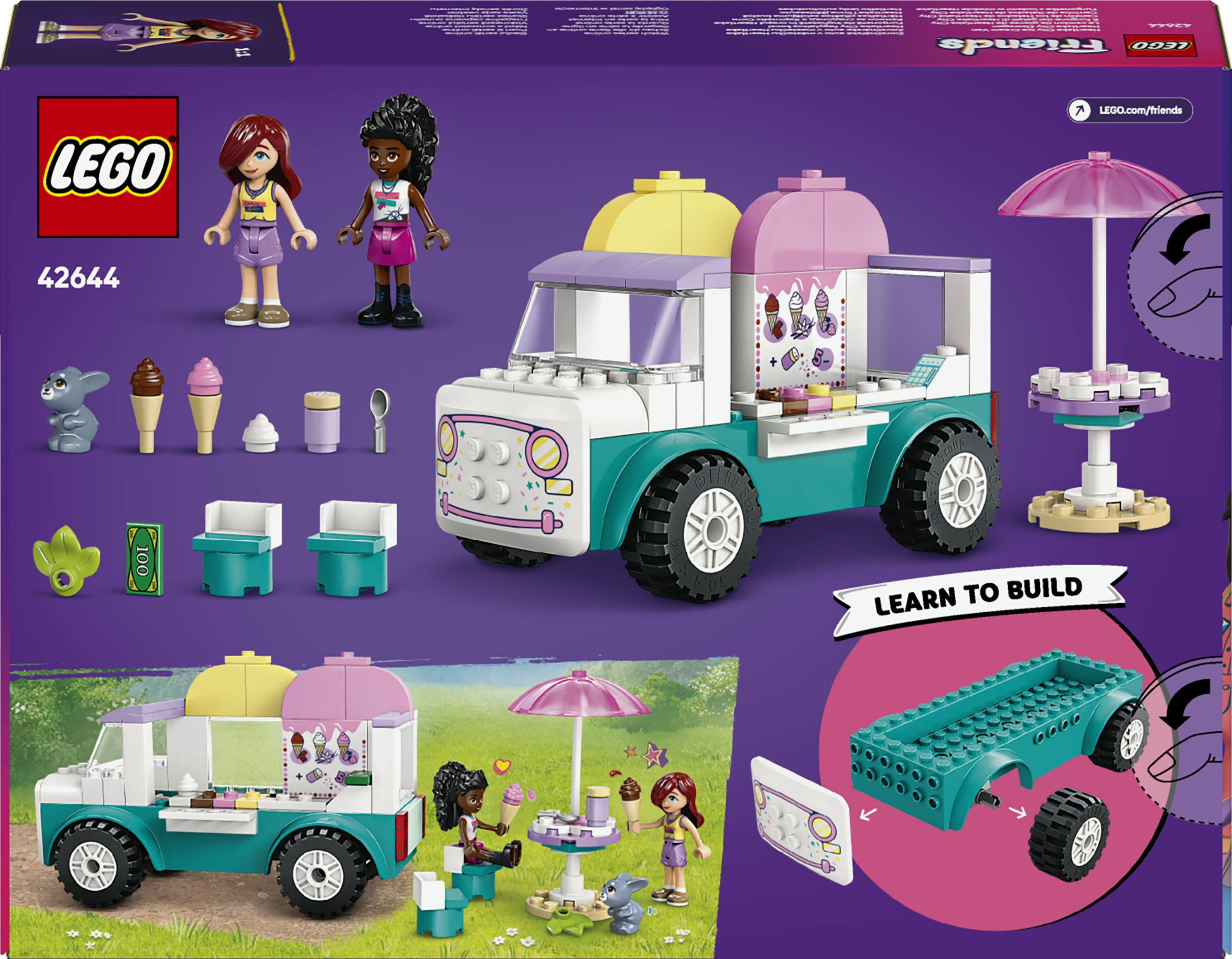 LEGO Friends 42644 Il Furgone dei Gelati di Heartlake City, Giochi Didattici Bambine 4+, Camion Giocattolo, Cibo e Accessori