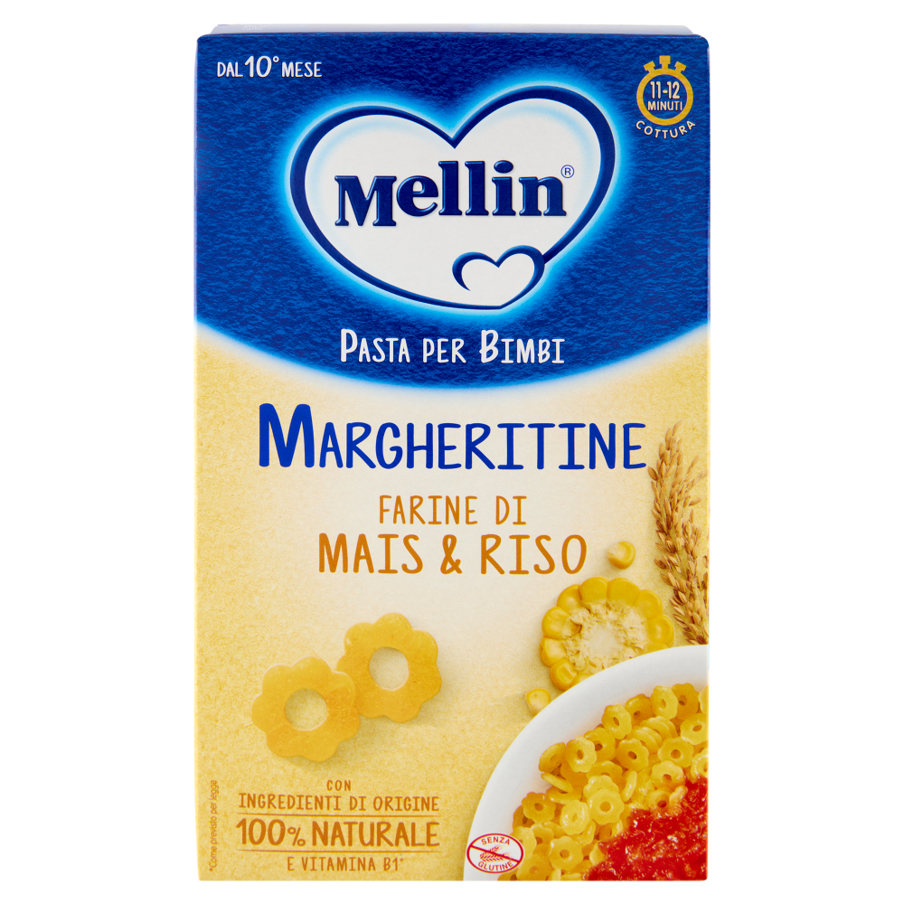 MELLIN Margheritine con Farine di Mais e Riso, Pasta per Bimbi, dal 10&deg; mese, 280g