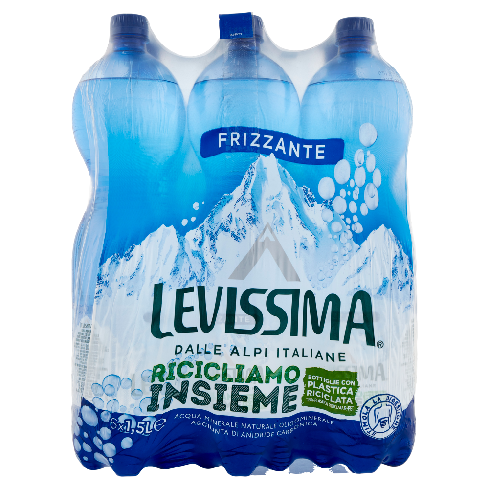 LEVISSIMA, Acqua Frizzante R-PET 25% 6 x 1,5 L