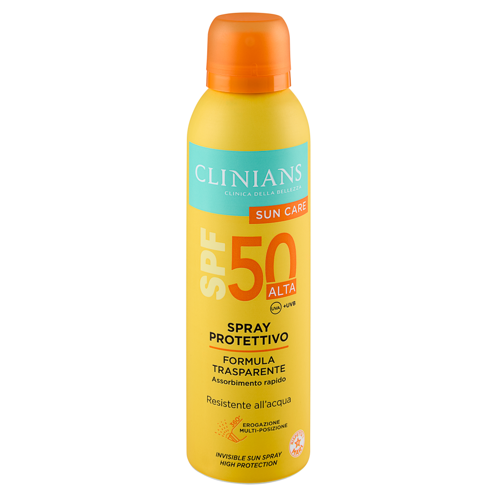 Clinians Sun Care Spray Protettivo Formula Trasparente SPF 50 Alta 150 mL