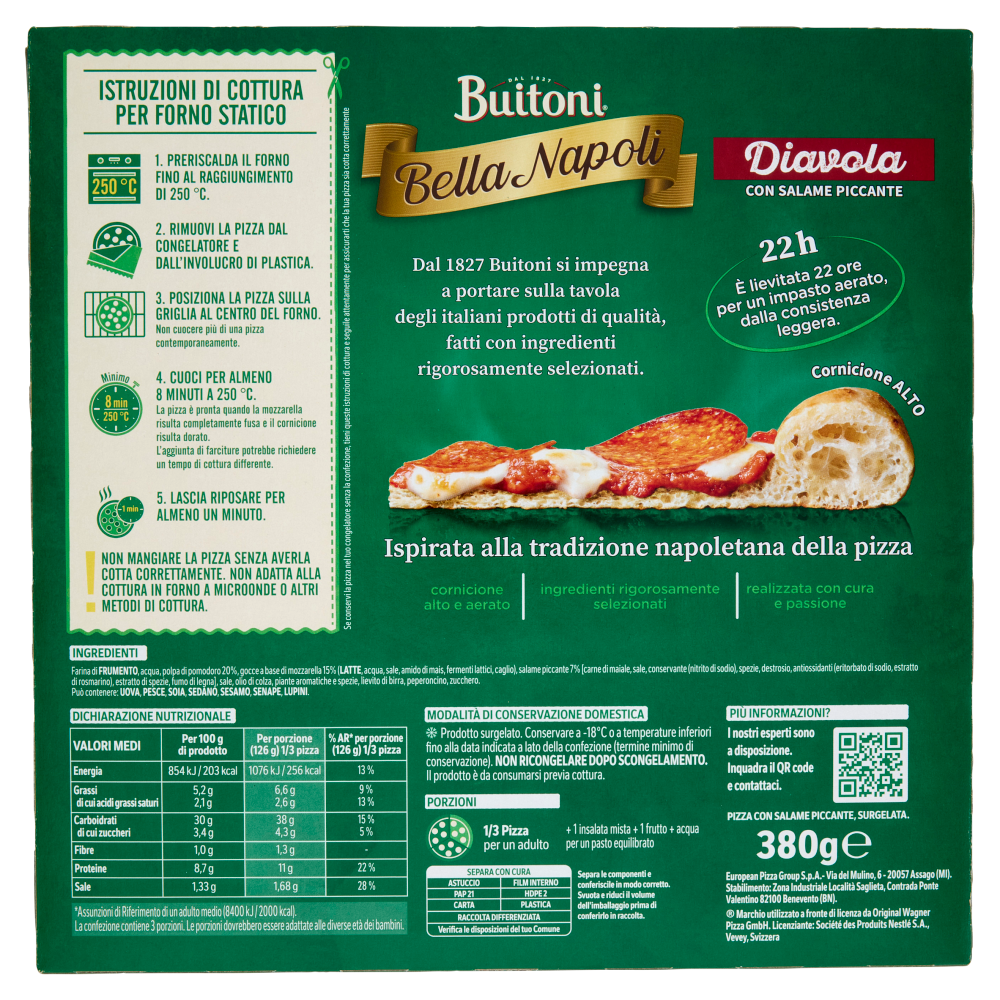 Buitoni Bella Napoli Diavola Pizza surgelata 380 g