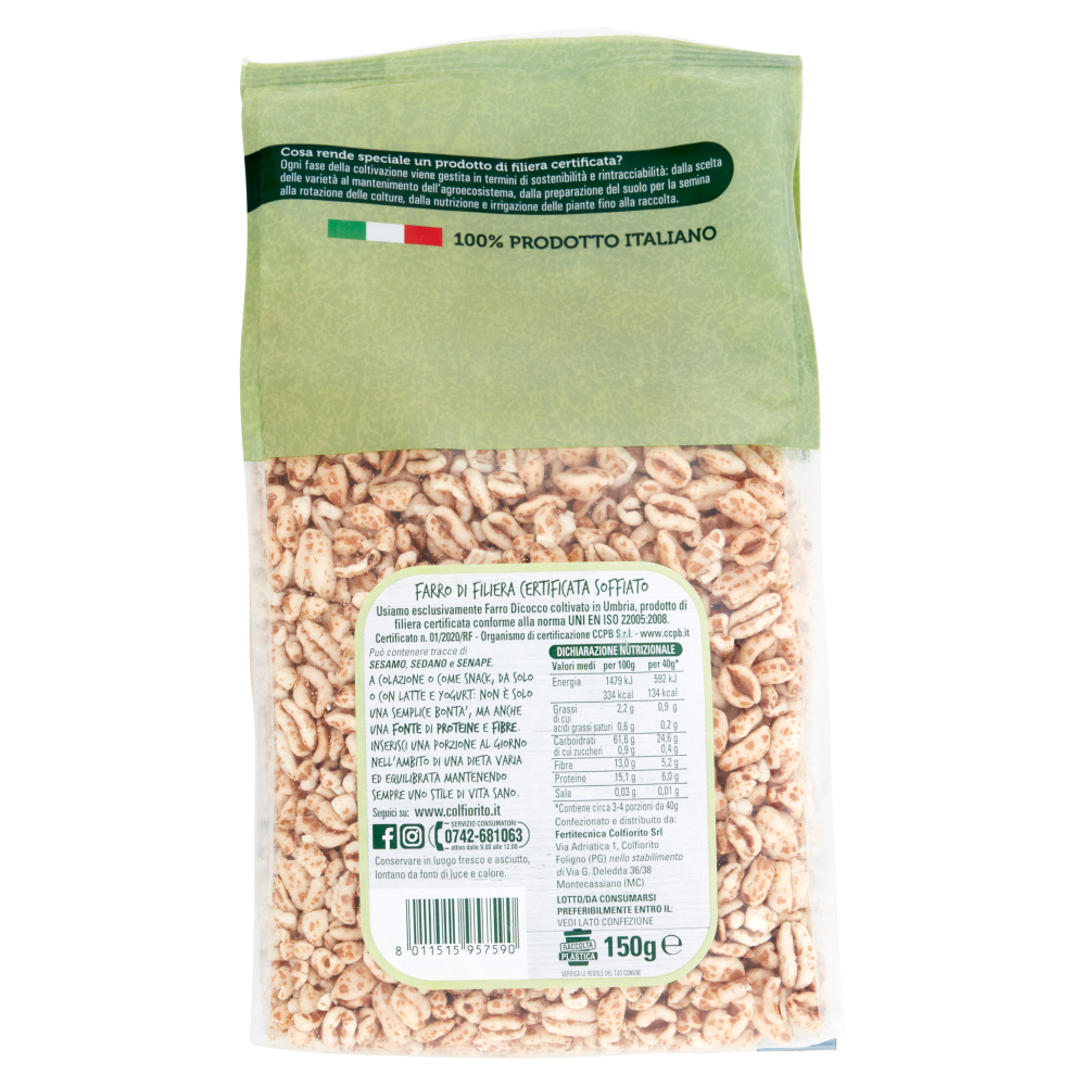 Colfiorito #Mordi la Natura Farro dell'Umbria Soffiato al Naturale 150 g