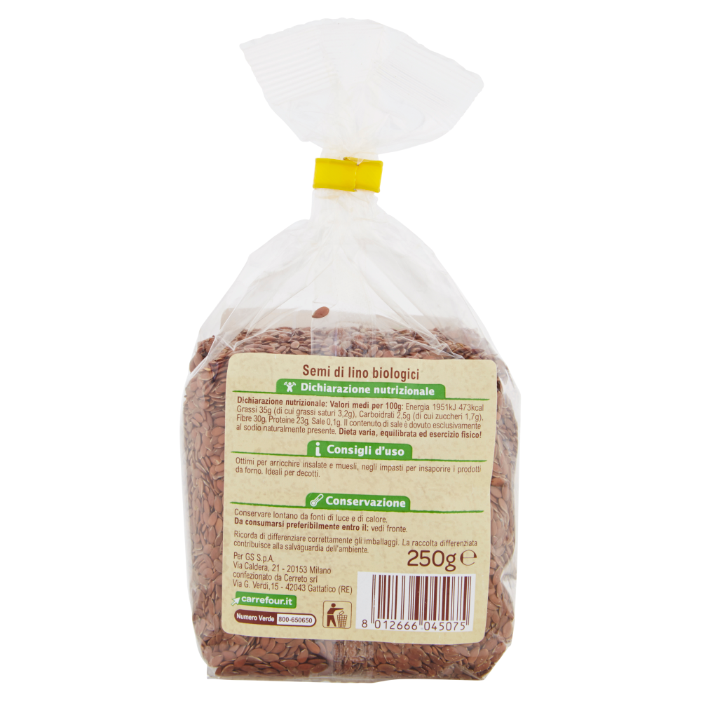 Carrefour Bio Semi di Lino Biologici 250 g