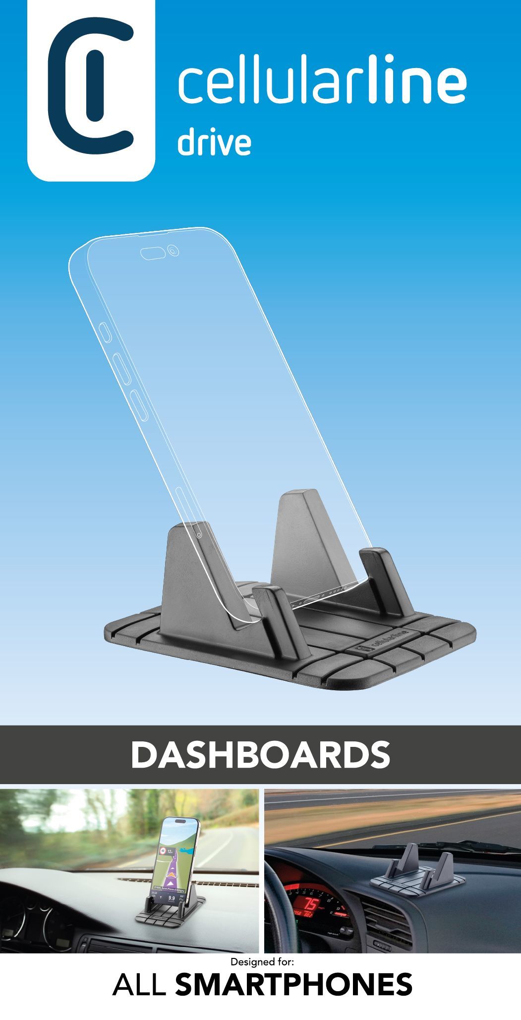Cellularline Dash Pad Pro - Universal Supporto smartphone da auto per cruscotto