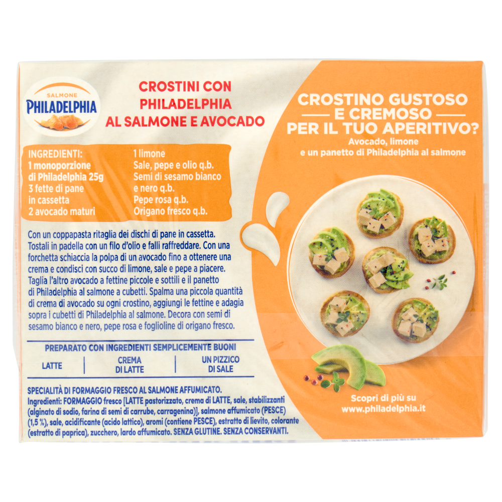 Philadelphia Formaggio Fresco Spalmabile al Salmone - 6 x 25g