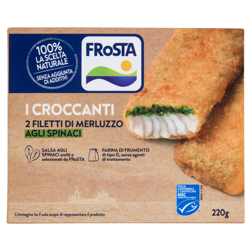 FRoSTA i Croccanti 2 Filetti di Merluzzo agli Spinaci 220 g