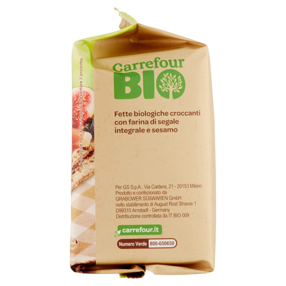 Carrefour Bio Fette biologiche croccanti con farina di segale integrale e sesamo 200 g